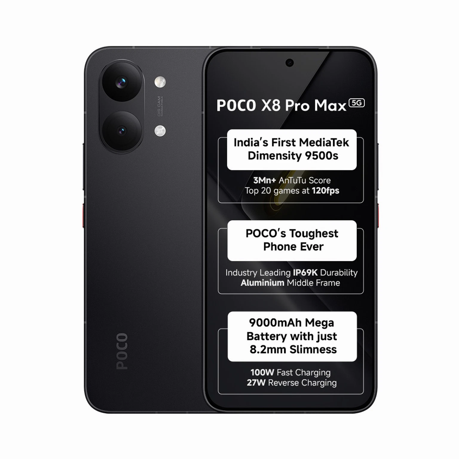 POCO X8 Pro Max  Black  256 GB 12GB RAM  6 83" Dimensity 9500s  Global Version 