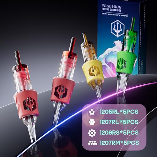 POSEIDON Tattoo Pen Kit  Cordless Tattoo Gun Set Tattoo Kit with 2Pcs Battery and 20 Pcs Tattoo Cartridge Needles  Complete Tattoo Machine kit Tattoo Supplies for Beginners