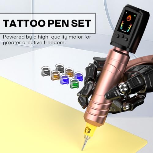 POSEIDON Tattoo Pen Kit  Cordless Tattoo Gun Set Tattoo Kit with 2Pcs Battery and 20 Pcs Tattoo Cartridge Needles  Complete Tattoo Machine kit Tattoo Supplies for Beginners