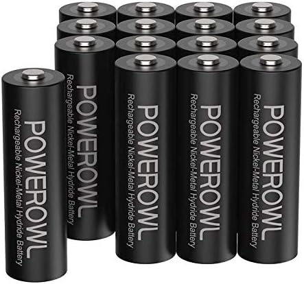 Baterías recargables POWEROWL AA, baterías de alta capacidad de 2800mAh, 1.2V NiMH de baja autodescarga, paquete de 16