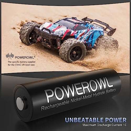 Baterías recargables POWEROWL AA, baterías de alta capacidad de 2800mAh, 1.2V NiMH de baja autodescarga, paquete de 16