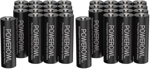 Baterías recargables POWEROWL AA, baterías de alta capacidad de 2800mAh, 1.2V NiMH de baja autodescarga, paquete de 16