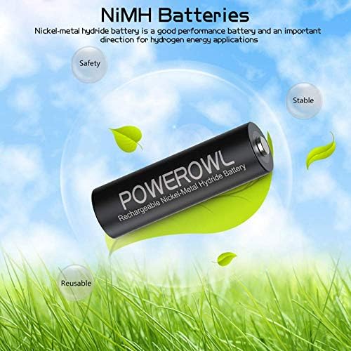 POWEROWL Rechargeable AA Batteries with Charger  8 Pack of 2800mAh High Capacity Low Self Discharge Ni MH Double A Batteries with Smart 8 Bay Battery Charger  USB Fast Charging  Independent Slot 