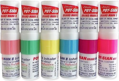 POY SIAN Mark II Menthol Aromatherapy Nasal Inhaler  Natural Herbal Remedy with Cooling Essential Oils Poysian  Pack of 6 
