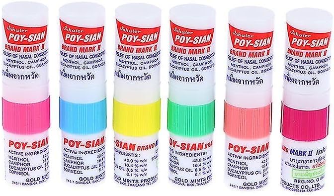 POY SIAN Mark II Menthol Aromatherapy Nasal Inhaler  Natural Herbal Remedy with Cooling Essential Oils Poysian  Pack of 6 