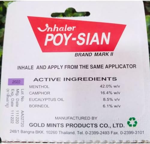 POY SIAN Mark II Menthol Aromatherapy Nasal Inhaler  Natural Herbal Remedy with Cooling Essential Oils Poysian  Pack of 6 