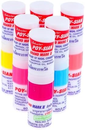 POY SIAN Mark II Menthol Aromatherapy Nasal Inhaler  Natural Herbal Remedy with Cooling Essential Oils Poysian  Pack of 6 