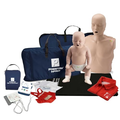 PRESTAN CPR Manikin and One Infant CPR Manikin Training Kit w/AED Trainers and Accessories  Medium Tone  MCR Medical