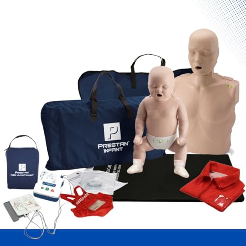 PRESTAN CPR Manikin and One Infant CPR Manikin Training Kit w/AED Trainers and Accessories  Medium Tone  MCR Medical