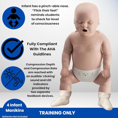 PRESTAN CPR Manikin and One Infant CPR Manikin Training Kit w/AED Trainers and Accessories  Medium Tone  MCR Medical