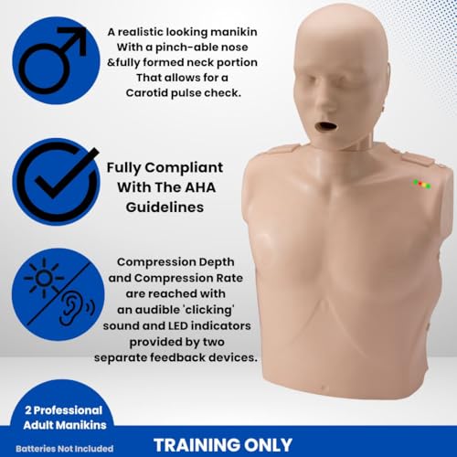 PRESTAN CPR Manikin and One Infant CPR Manikin Training Kit w/AED Trainers and Accessories  Medium Tone  MCR Medical