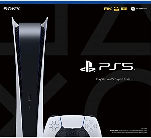PS5   Sony PlayStation 5 Digital Edition Gaming Console   Wireless Controller   16GB GDDR6 RAM  825GB SSD  120Hz 8K Output  White