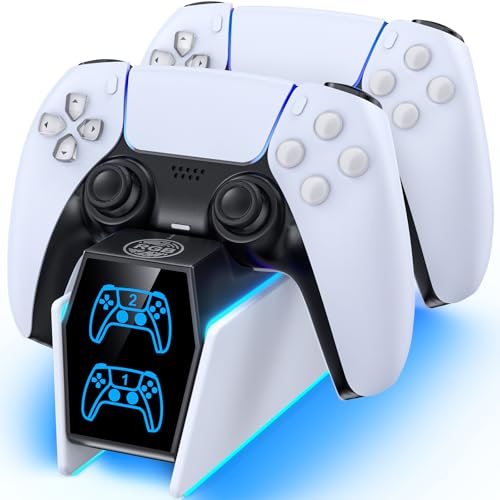 PS 5 Controller Charger Station Compatible with PlayStation 5 Faceplates Edge & Dual Controller  9 Lightings PS 5 Accessories Charging Station  PS 5 Dock Stand with LED Indicator & On Off Switch