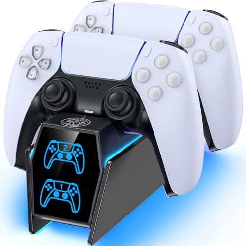 PS 5 Controller Charger Station Compatible with PlayStation 5 Faceplates Edge & Dual Controller  9 Lightings PS 5 Accessories Charging Station  PS 5 Dock Stand with LED Indicator & On Off Switch