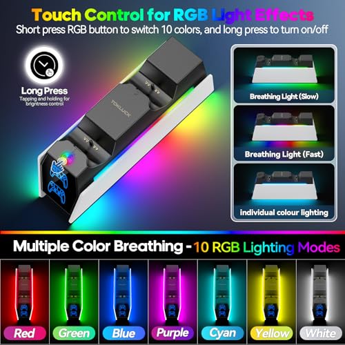 PS 5 Controller Charger Station Compatible with PlayStation 5 Faceplates Edge & Dual Controller  9 Lightings PS 5 Accessories Charging Station  PS 5 Dock Stand with LED Indicator & On Off Switch