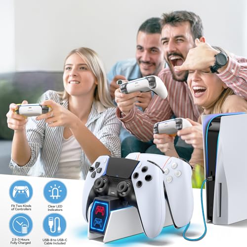 PS 5 Controller Charger Station Compatible with PlayStation 5 Faceplates Edge & Dual Controller  9 Lightings PS 5 Accessories Charging Station  PS 5 Dock Stand with LED Indicator & On Off Switch
