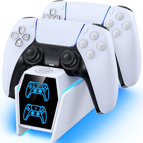PS 5 Controller Charger Station Compatible with PlayStation 5 Faceplates Edge & Dual Controller  9 Lightings PS 5 Accessories Charging Station  PS 5 Dock Stand with LED Indicator & On Off Switch