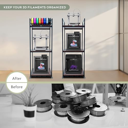 PT2 Ultimate Large 3D Printer Storage Solution  Heavy Duty 3 Tier Stand & Filament Organizer Rack for Biggest Printers on Wheels