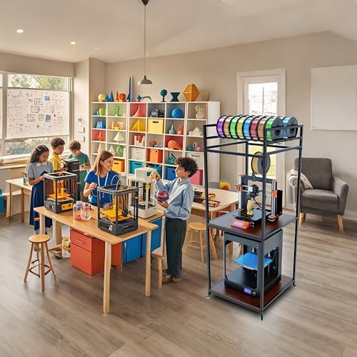 PT2 Ultimate Large 3D Printer Storage Solution  Heavy Duty 3 Tier Stand & Filament Organizer Rack for Biggest Printers on Wheels