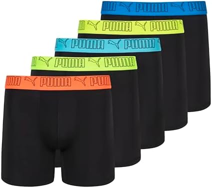 PUMA Mens 5 Pack Performance Boxer Briefs