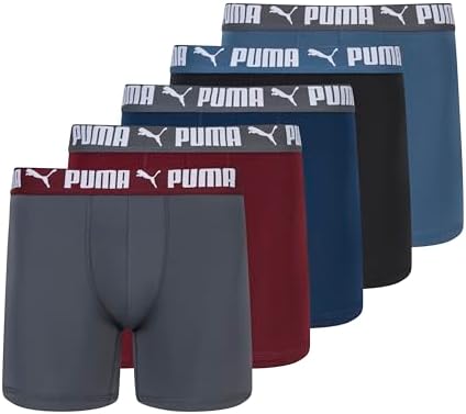 PUMA Mens 5 Pack Performance Boxer Briefs