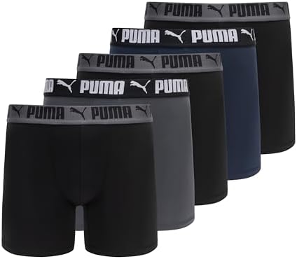 PUMA Mens 5 Pack Performance Boxer Briefs