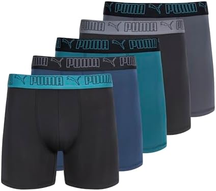PUMA Mens 5 Pack Performance Boxer Briefs