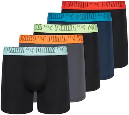 PUMA Mens 5 Pack Performance Boxer Briefs