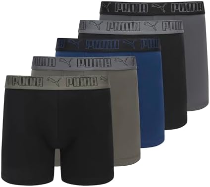 PUMA Mens 5 Pack Performance Boxer Briefs