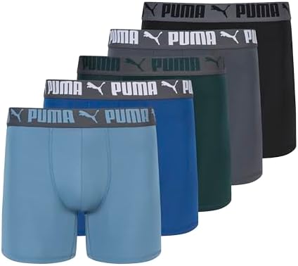 PUMA Mens 5 Pack Performance Boxer Briefs