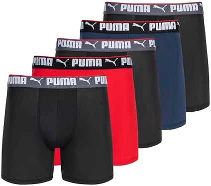PUMA Mens 5 Pack Performance Boxer Briefs