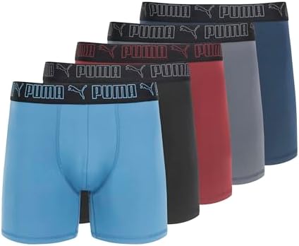 PUMA Mens 5 Pack Performance Boxer Briefs