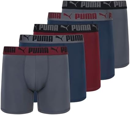 PUMA Mens 5 Pack Performance Boxer Briefs