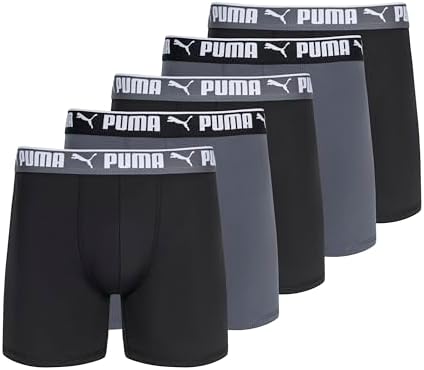PUMA Mens 5 Pack Performance Boxer Briefs