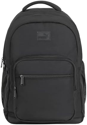 PUMA Prose Backpack with Padded Adjustable Straps  Laptop Sleeve & Water Bottle Pockets  Black/Silver  One Size