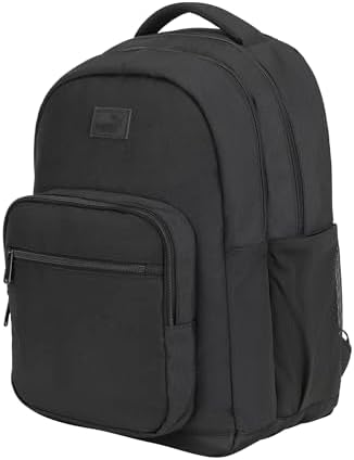 PUMA Prose Backpack with Padded Adjustable Straps  Laptop Sleeve & Water Bottle Pockets  Black/Silver  One Size