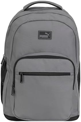 PUMA Prose Backpack with Padded Adjustable Straps  Laptop Sleeve & Water Bottle Pockets  Black/Silver  One Size