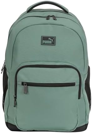 PUMA Prose Backpack with Padded Adjustable Straps  Laptop Sleeve & Water Bottle Pockets  Black/Silver  One Size