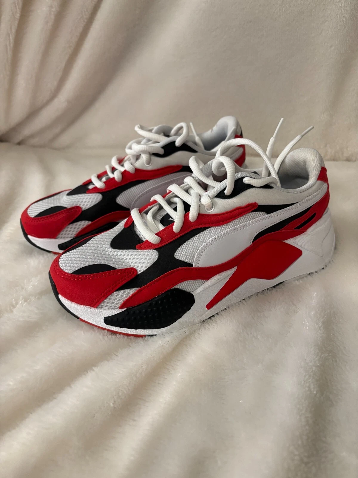PUMA RS X BOYS SIZE 7C SNEAKERS MESH WHITE RED BLACK