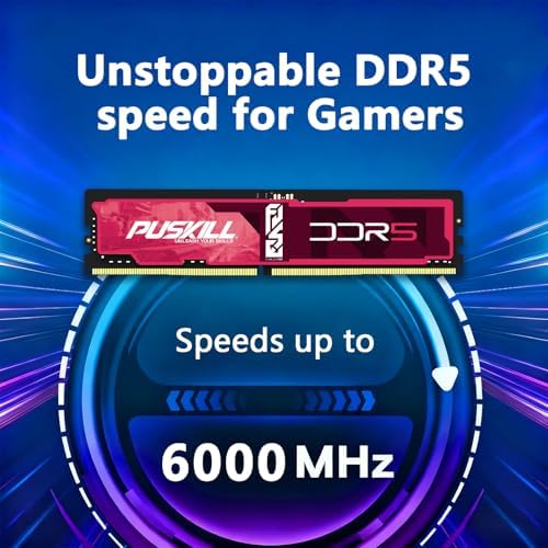 PUSKILL 32GB DDR5 RAM  2x16GB  6000MHz CL30 Desktop Memory   Ultra Low Latency Gaming PC Upgrade   Intel XMP 3 0 & AMD EXPO Ready for 700/600 & Ryzen 7000  AM5 