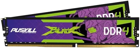 PUSKILL DDR4 32GB  2x16GB  3200MHz PC RAM   CL16 18 18 42   1 35V   Desktop Memory Kit for Gaming and High Performance Computing   Compatible with Intel & AMD