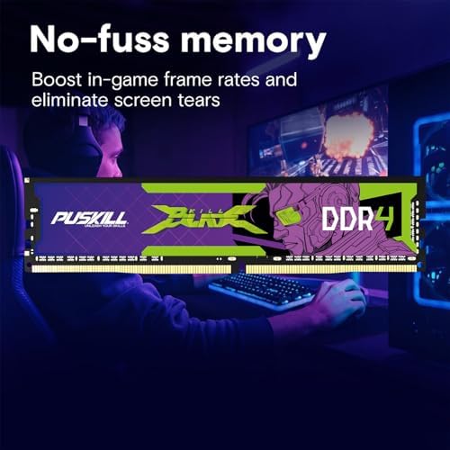 PUSKILL DDR4 32GB  2x16GB  3200MHz PC RAM   CL16 18 18 42   1 35V   Desktop Memory Kit for Gaming and High Performance Computing   Compatible with Intel & AMD