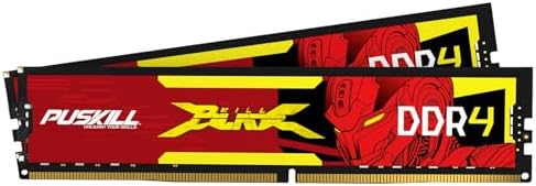 PUSKILL DDR4 32GB  2x16GB  3200MHz PC RAM   CL16 18 18 42   1 35V   Desktop Memory Kit for Gaming and High Performance Computing   Compatible with Intel & AMD