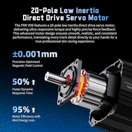 PXN Direct Drive Racing Wheel  VD6 Bundle   6Nm Force Feedback  Servo Motor Base  11 inch Gaming Steering Wheel  Hall Effect 2 Pedal  Desk Clamp   PC Sim Racing Bundle for Windows 7 11
