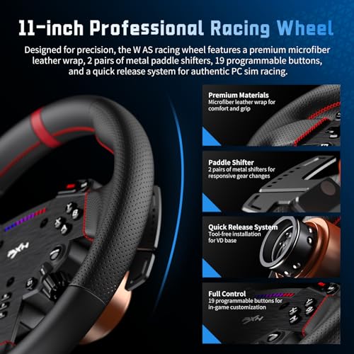 PXN Direct Drive Racing Wheel  VD6 Bundle   6Nm Force Feedback  Servo Motor Base  11 inch Gaming Steering Wheel  Hall Effect 2 Pedal  Desk Clamp   PC Sim Racing Bundle for Windows 7 11