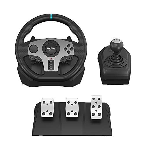 PXN Racing Wheel  V9 Universal Usb Sim Racing 270/900 Degree Gaming Steering Wheel with 3 Pedals and Shifter Bundle for PC  Xbox One  Xbox Series X/S  PS4  PS3  Switch