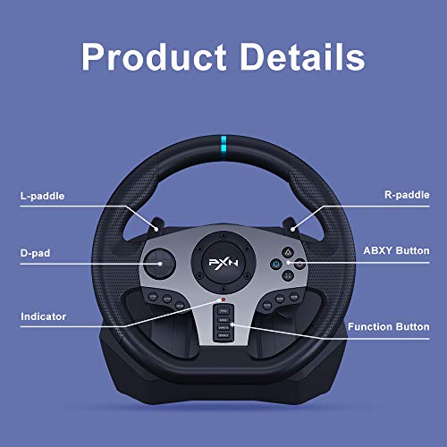 PXN Racing Wheel  V9 Universal Usb Sim Racing 270/900 Degree Gaming Steering Wheel with 3 Pedals and Shifter Bundle for PC  Xbox One  Xbox Series X/S  PS4  PS3  Switch