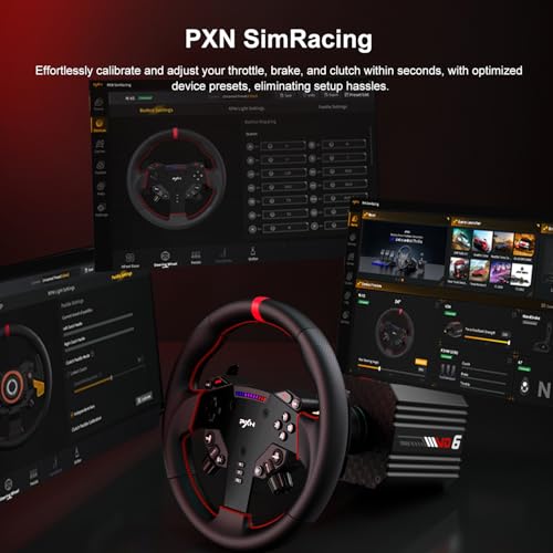 PXN VD6 Bundle  PC Steering Wheel and Pedals   6 Nm Direct Drive Servo Motor Base  W AS Racing Wheel  Hall Effect 2 Pedal Set  and Table Clamp   Professional Sim Racing Setup for Windows PC  7 11 
