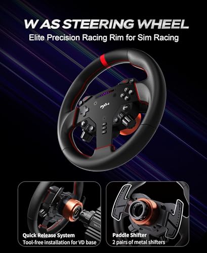 PXN VD6 Direct Drive Racing Wheel Bundle  6Nm Force Feedback  for Windows   Servo Motor  11 in Wheel with Quick Release  Hall Effect Pedals  Table Clamp  PC Tuning Software Support