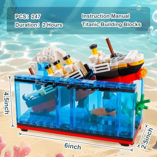 PYPIBAWLY Titanic Sink and Break in Half Toy Building Blocks Set  Titanic Toys for Kids  Titanic Cruise Ship Model Toy  Titanic Model Ship Kit  Boat Bricks Kit 247 PCs